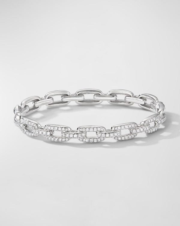 Stax Link Bracelet with Diamonds in 18K White Gold, 7mm, Size S- sku189210018