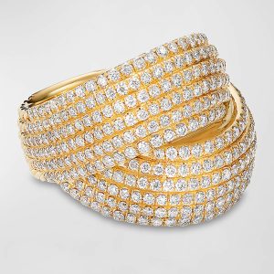 Origami 18k Crossover Ring w/ Diamonds, Size 6- sku189350036