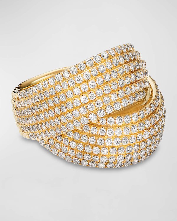 Origami 18k Crossover Ring w/ Diamonds, Size 6- sku189350036