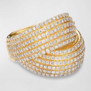 Origami 18k Crossover Ring w/ Diamonds, Size 8- sku189350038