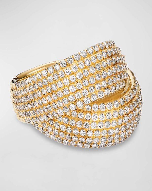 Origami 18k Crossover Ring w/ Diamonds, Size 8- sku189350038