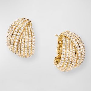 Origami 18k Crossover Shrimp Earrings w/ Diamonds- sku189350032