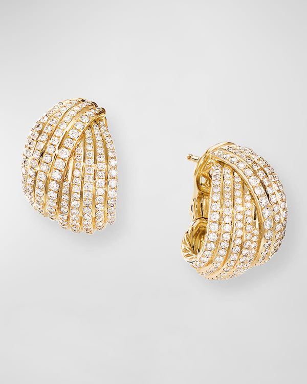 Origami 18k Crossover Shrimp Earrings w/ Diamonds- sku189350032