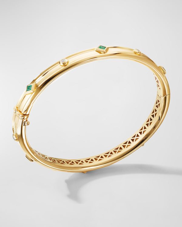 Modern Renaissance 18k Diamond & Emerald Bracelet, Size M- sku189240037