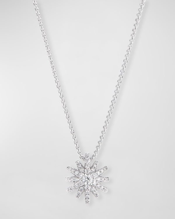 Starburst Pendant 18k White Gold Diamond Pave Necklace- sku190740063