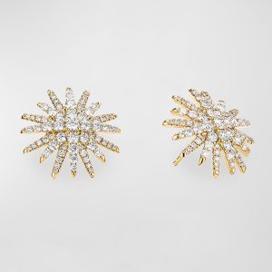 Starburst 18k Yellow Gold Diamond Pave Stud Earrings- sku190730048