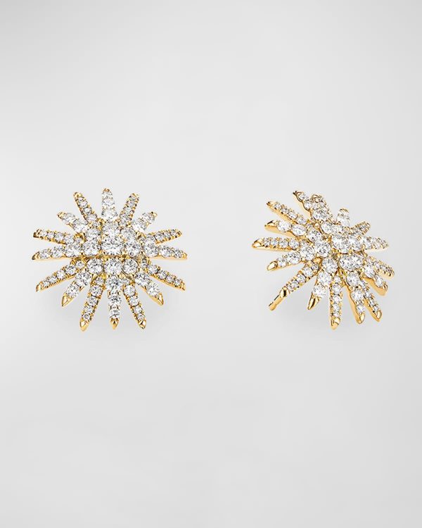 Starburst 18k Yellow Gold Diamond Pave Stud Earrings- sku190730048