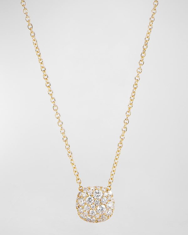 18k Yellow Gold Diamond Cushion Pendant Necklace- sku190730056