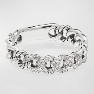 Belmont Narrow Curb Link Ring with Diamonds- sku192720077