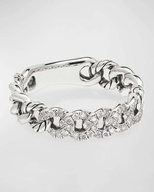 Belmont Narrow Curb Link Ring with Diamonds- sku192720077