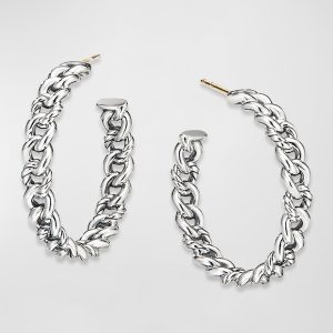 Belmont ID Hoop Earrings in Sterling Silver- sku190850077