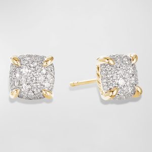 Chatelaine Stud Earrings in 18K Yellow Gold with Full Pave Diamonds, 7mm- sku192900004
