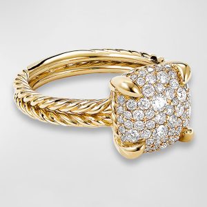 Chatelaine Ring in 18K Yellow Gold with Full Pave Diamonds, 11mm, Size 9- sku192910007