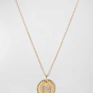 Cable Collectibles Initial N Pendant Necklace with Diamonds in 18K Gold, 10mm, 16-18"L- sku167786331