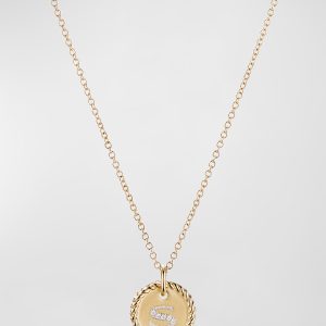 Cable Collectibles Initial S Pendant Necklace with Diamonds in 18K Gold, 10mm, 16-18"L- sku167140402