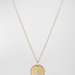 Cable Collectibles Initial L Pendant Necklace with Diamonds in 18K Gold, 10mm, 16-18"L- sku167150402