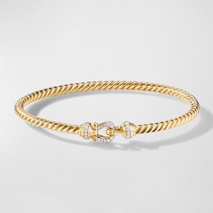 18K Gold Buckle Bracelet with Diamonds, Size L- sku194640002