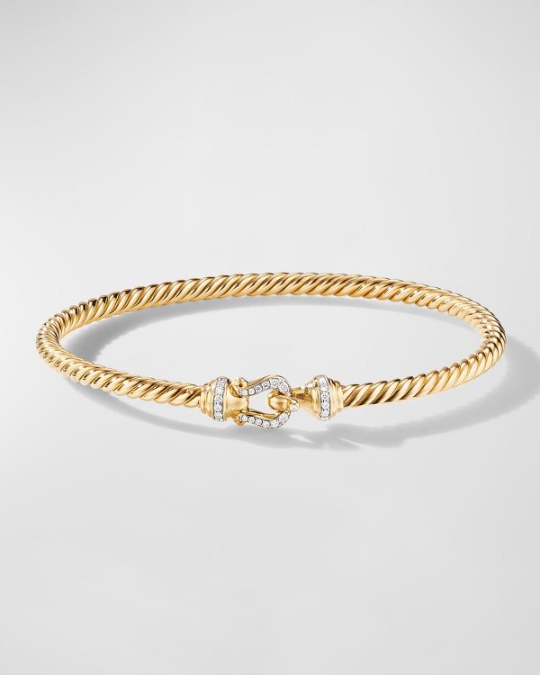 18K Gold Buckle Bracelet with Diamonds, Size L- sku194640002