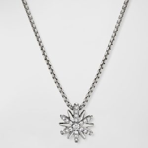 Petite Starburst Diamond Pave Pendant Necklace- sku194231259