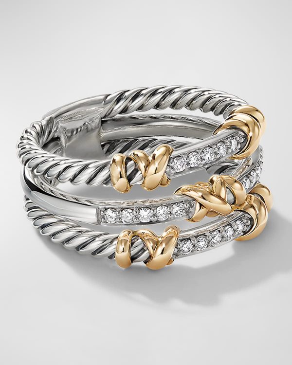 Helena Ring with Diamonds and 18K Gold in Silver, 12mm- sku194660028