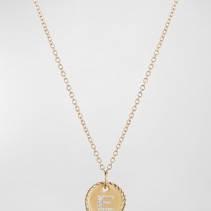 Cable Collectibles Initial E Pendant Necklace with Diamonds in 18K Gold, 10mm, 16-18"L- sku167772925