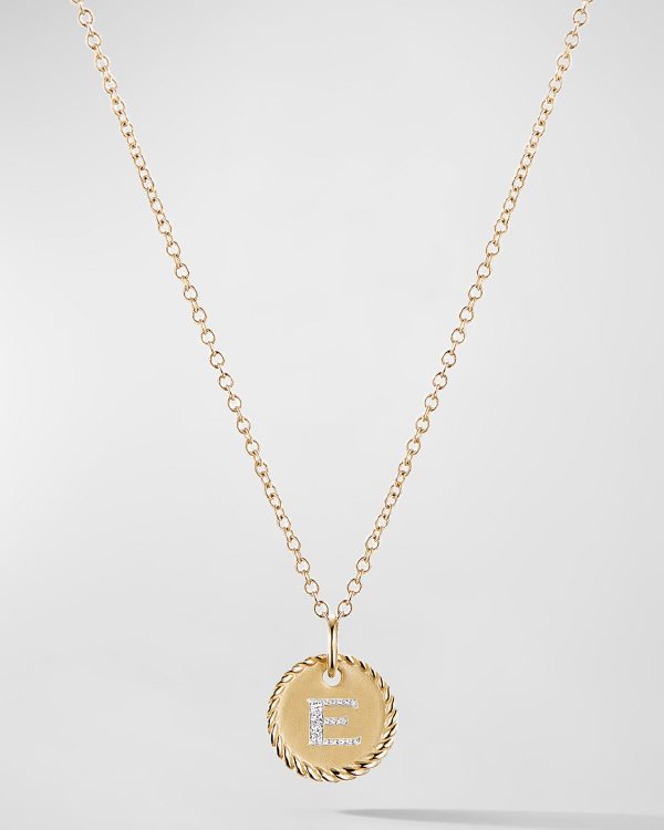 Cable Collectibles Initial E Pendant Necklace with Diamonds in 18K Gold, 10mm, 16-18"L- sku167772925