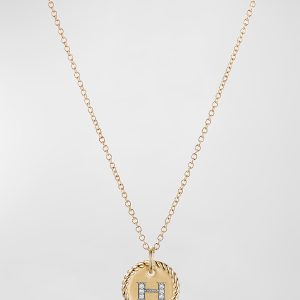 Cable Collectibles Initial H Pendant Necklace with Diamonds in 18K Gold, 10mm, 16-18"L- sku167770303