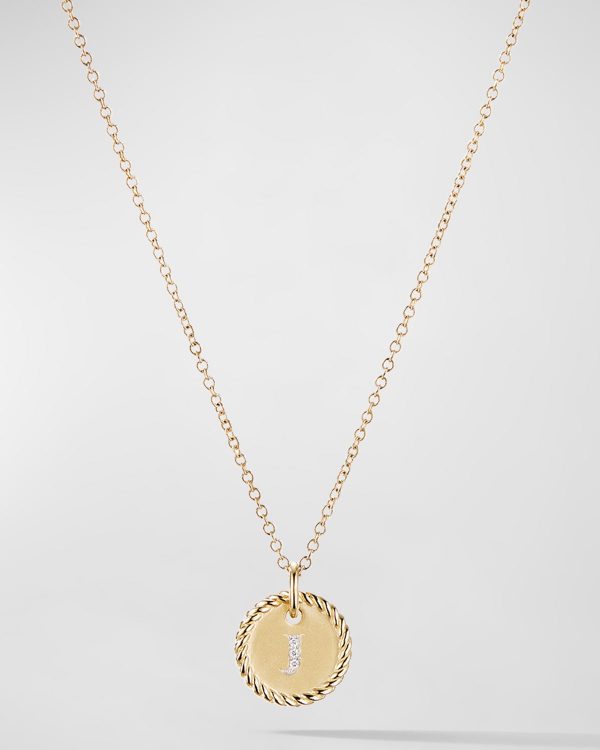 Cable Collectibles Initial J Pendant Necklace with Diamonds in 18K Gold, 10mm, 16-18"L- sku167150406