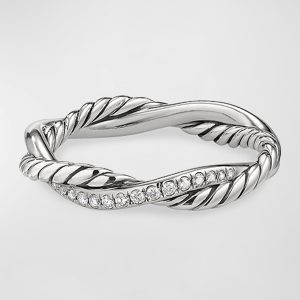 Petite Infinity Twisted Ring with Pave Diamonds- sku200950038
