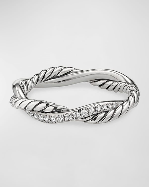 Petite Infinity Twisted Ring with Pave Diamonds- sku200950038