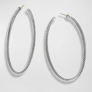 Sculpted Cable Hoop Earrings- sku199010353