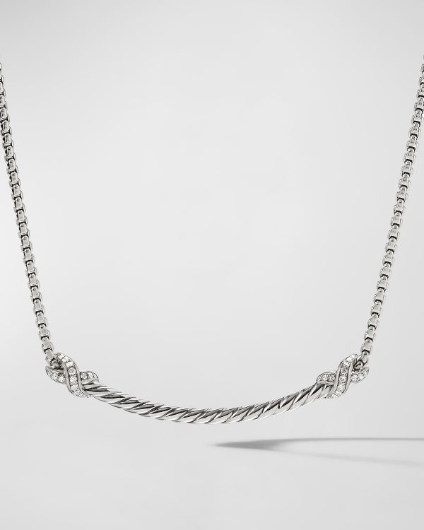 Petite X Bar Necklace with Pave Diamonds- sku199001773