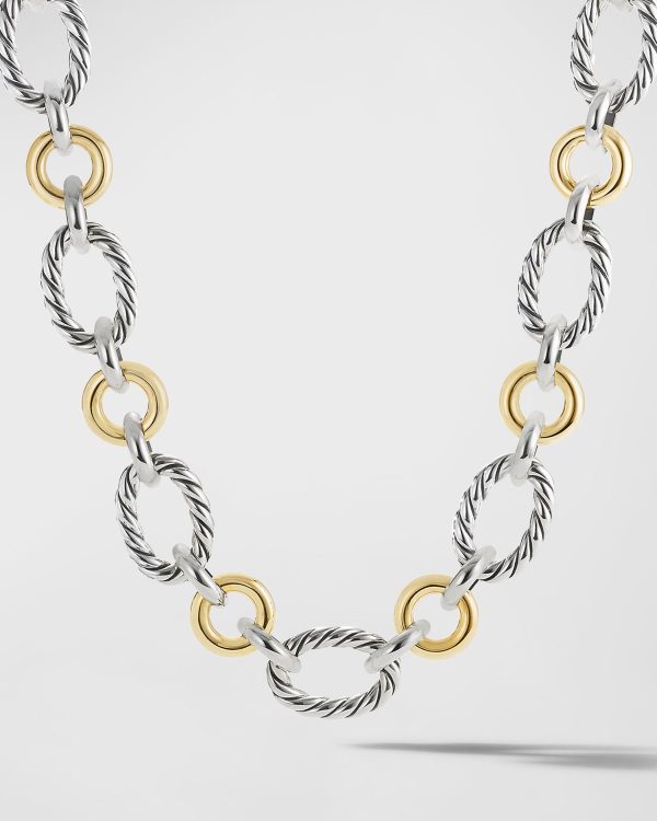 Cable and Smooth Chain Link Necklace- sku199000379