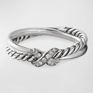 Petite X Ring with Pave Diamonds- sku199000290
