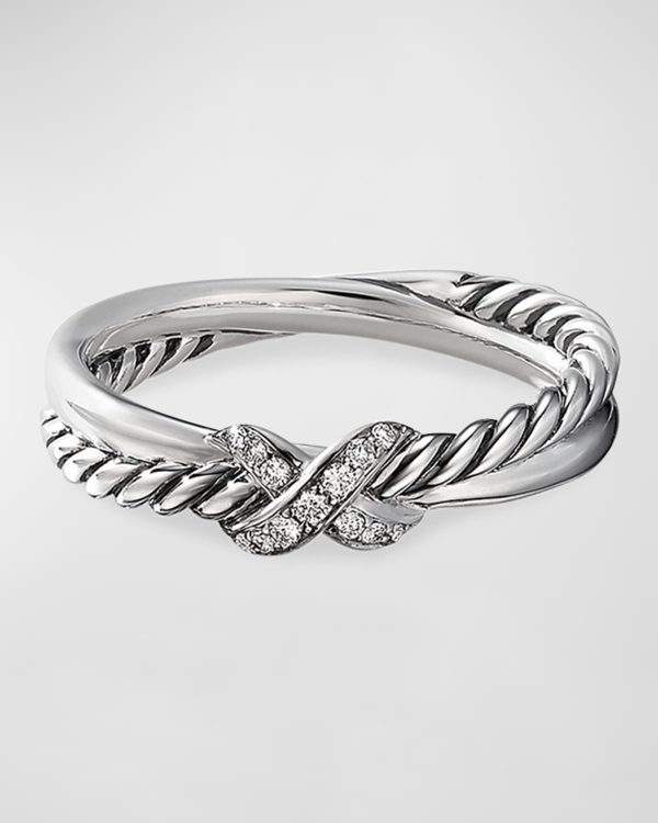 Petite X Ring with Pave Diamonds- sku199000290
