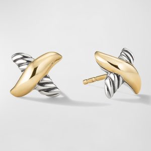Petite X Stud Earrings in Silver & Gold- sku199001584