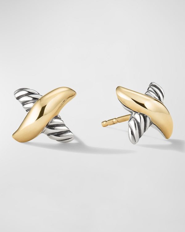 Petite X Stud Earrings in Silver & Gold- sku199001584