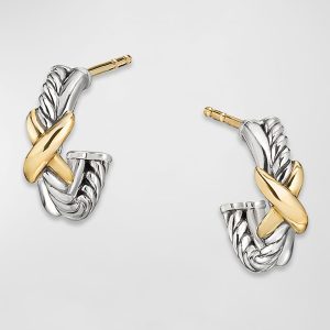 Petite X Mini Hoop Earrings with 18K Yellow Gold- sku199001815