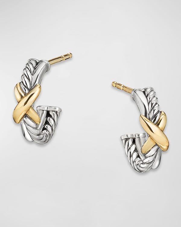 Petite X Mini Hoop Earrings with 18K Yellow Gold- sku199001815