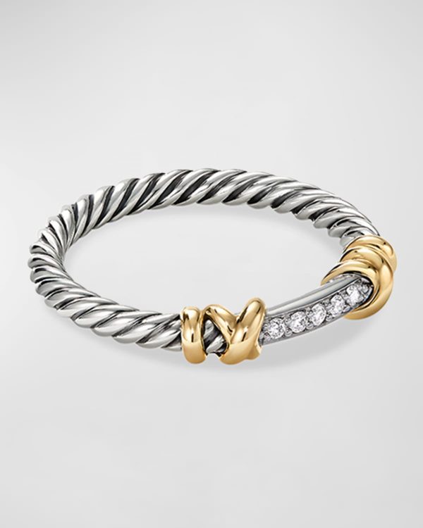 Petite Helena Wrap Ring with Diamonds and 18K Gold in Silver, 44mm- sku200080047