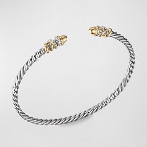 3mm Petite Helena Bracelet with Diamonds and 18K Gold in Silver- sku200080002