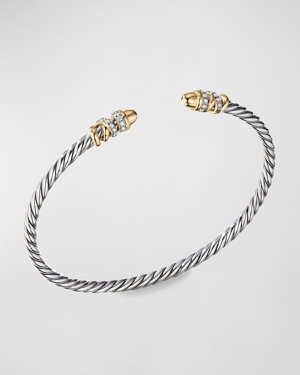 3mm Petite Helena Bracelet with Diamonds and 18K Gold in Silver- sku200080002