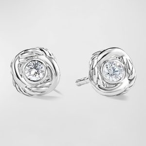 18K White Gold Infinity Diamond Stud Earrings- sku194640029