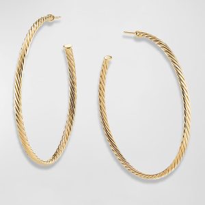 Sculpted Extra-Large Cable Hoop Earrings in 18K Yellow Gold- sku201190011