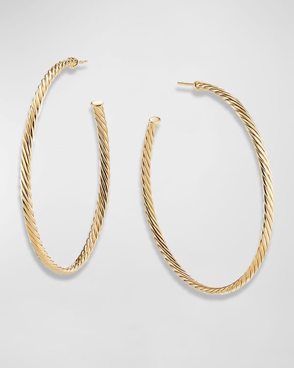Sculpted Extra-Large Cable Hoop Earrings in 18K Yellow Gold- sku201190011