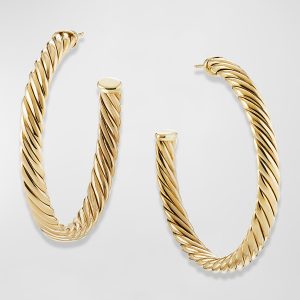 Sculpted Cable Hoop Earrings in 18K Yellow Gold- sku201180071