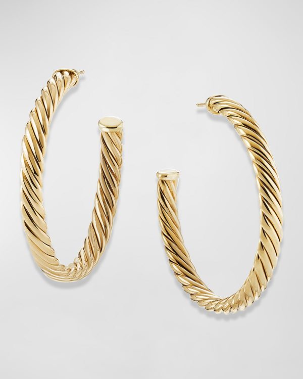 Sculpted Cable Hoop Earrings in 18K Yellow Gold- sku201180071