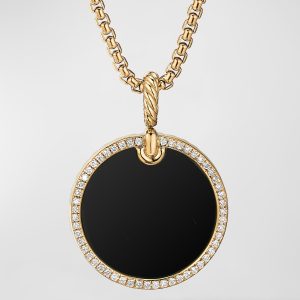 DY Elements Disc Pendant with Diamonds in 18K Gold, 24mm- sku202100027