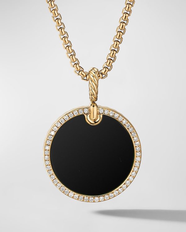 DY Elements Disc Pendant with Diamonds in 18K Gold, 24mm- sku202100027