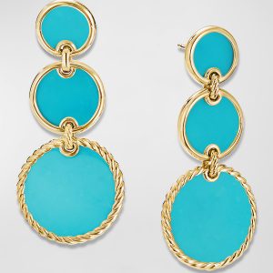 DY Elements Triple Drop Earrings in 18K Yellow Gold with Turquoise- sku202100033